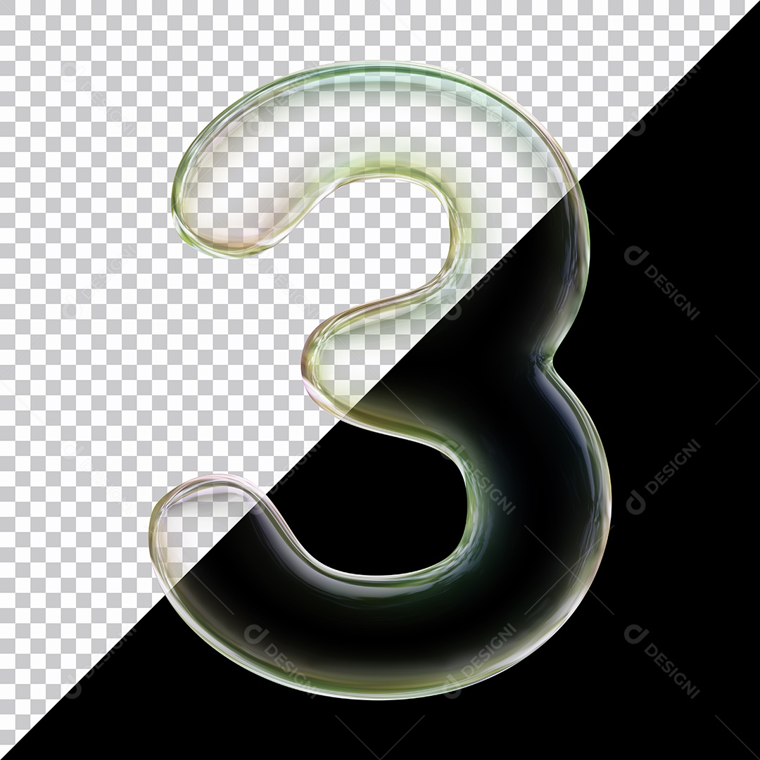 Número De Bolha 3 Elemento 3D Para Composição PSD