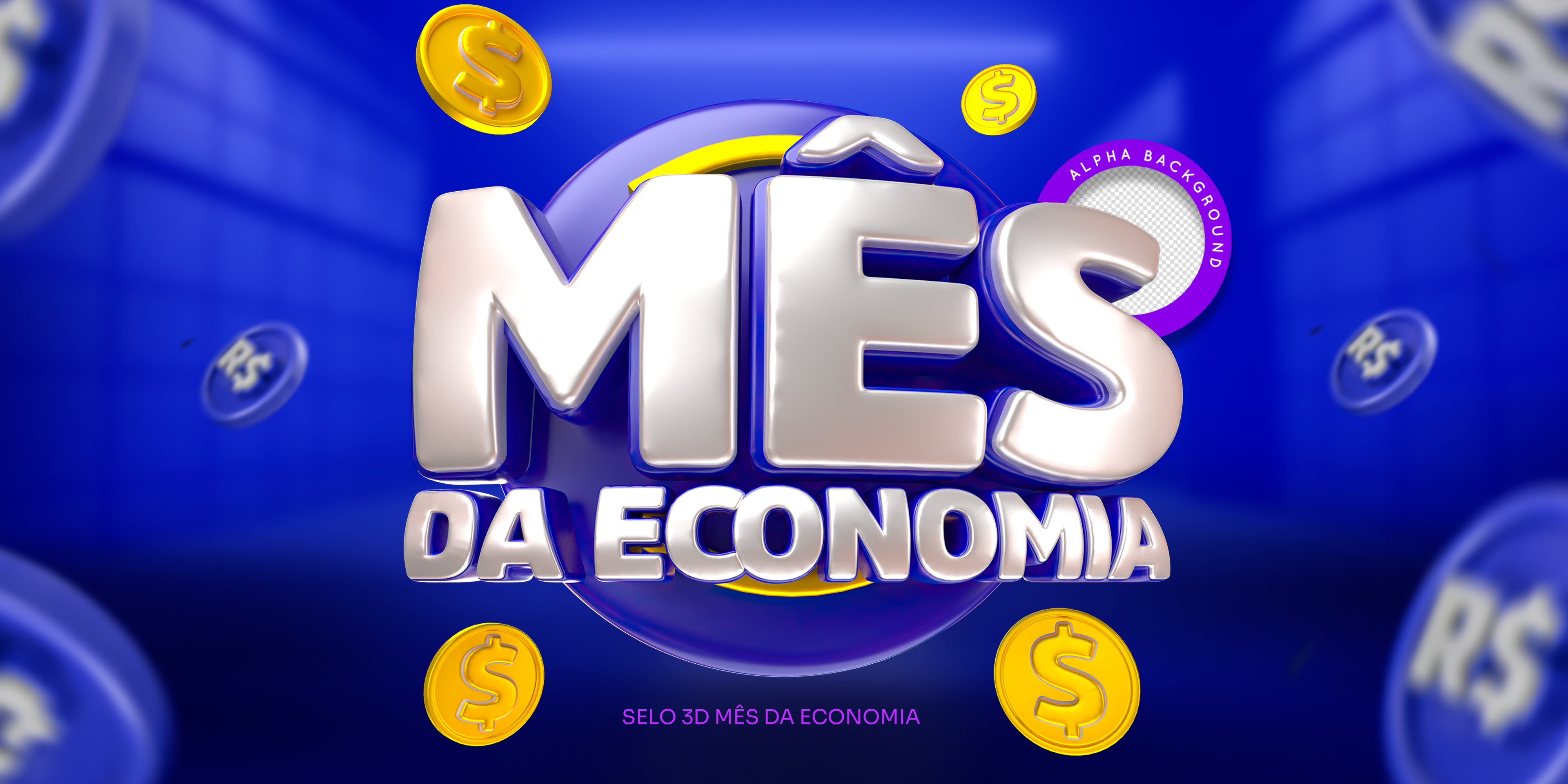 Mês da Economia 02 Selo 3D Para Composição PSD Editável