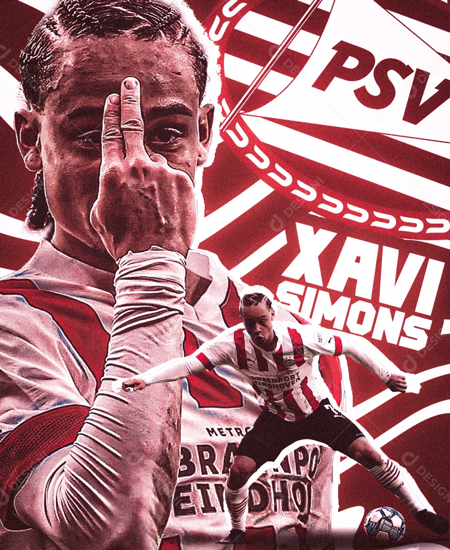 Flyer Xavi Simons 2023 PSV Social Media PSD Editável