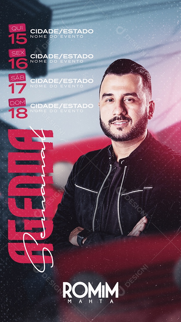 Social Media Flyer Story Agenda Semanal Romim Mahta PSD Editável