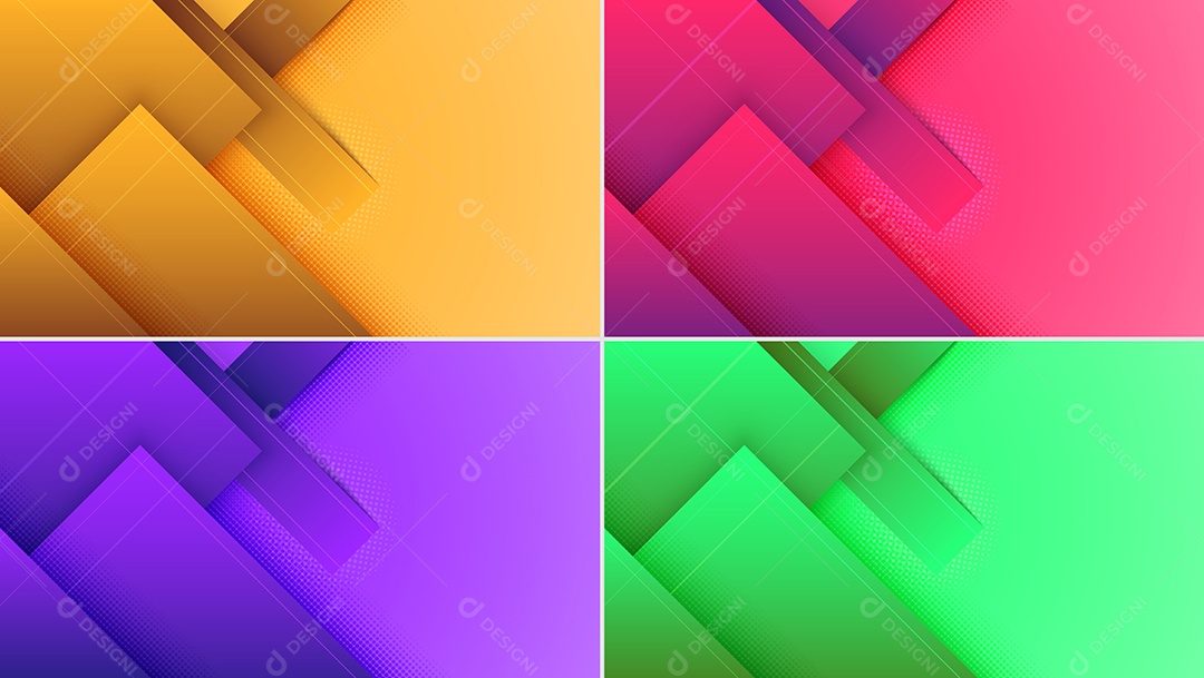 Fundo Realista 3D Laranja Rosa Roxo e Verde Vetor EPS