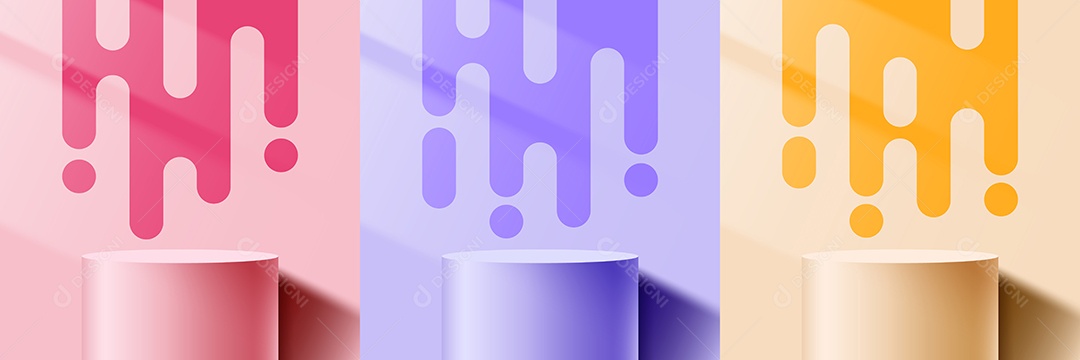 Cenário Realista 3D Ilustração Rosa Roxo Vetor EPS