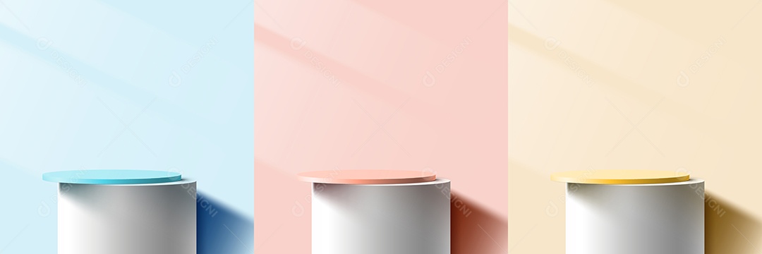 Cenário Azul Vermelho e Rosa Realista 3D Ilustração Vetor EPS