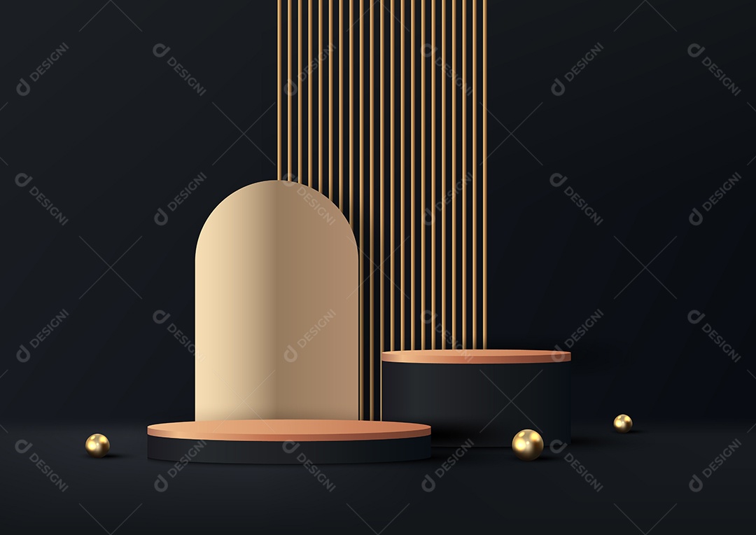 Cenário Preto Realista 3D Ilustração Vetor EPS