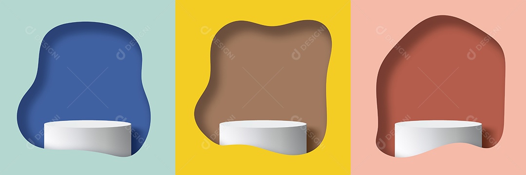 Cenário Azul Amarelo e Vermelho Realista Ilustração Vetor EPS