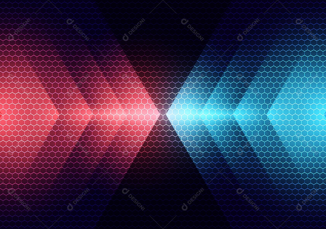 Cenário Com Luzes Vermelha e Azul Realista Ilustração Vetor EPS