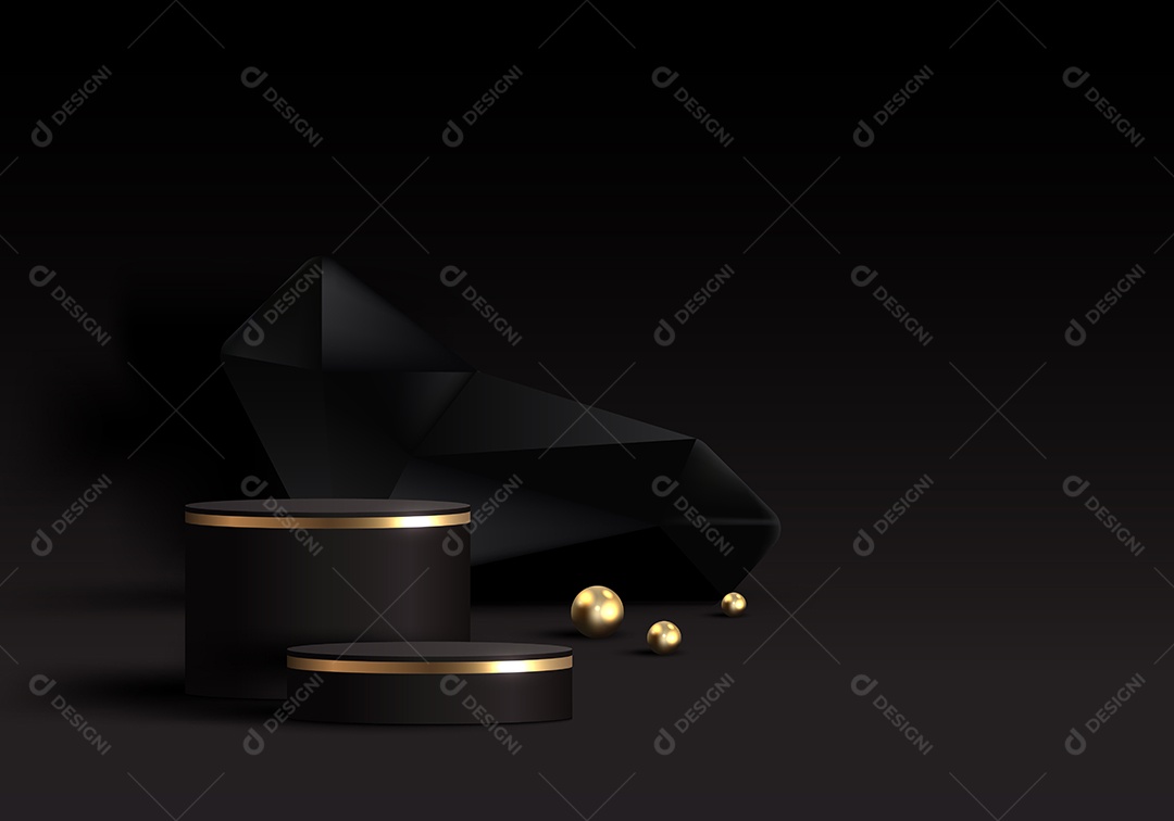 Cenário Preto Realista 3D Ilustração Vetor EPS