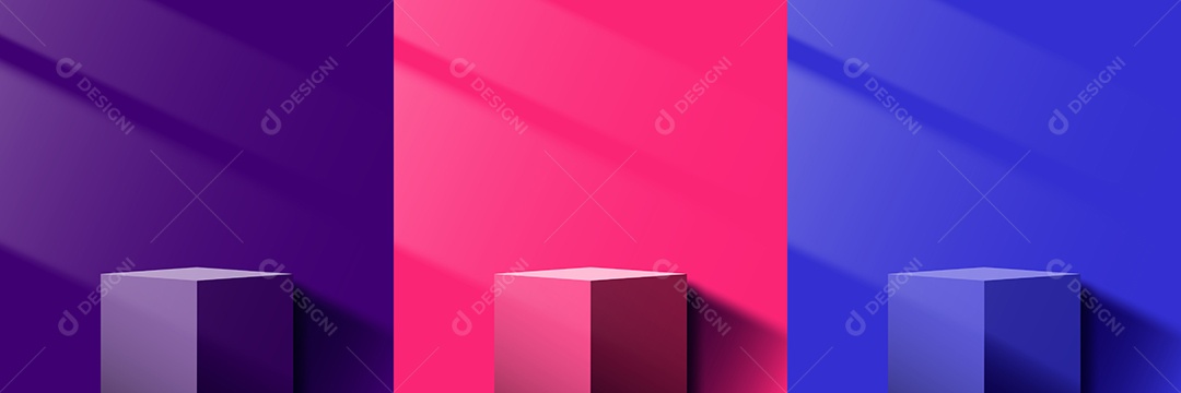 Cenário Roxo Rosa e Azul Realista 3D Ilustração Vetor EPS