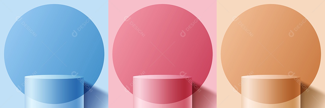 Cenário Azul Vermelho e Laranja Realista 3D Ilustração Vetor EPS