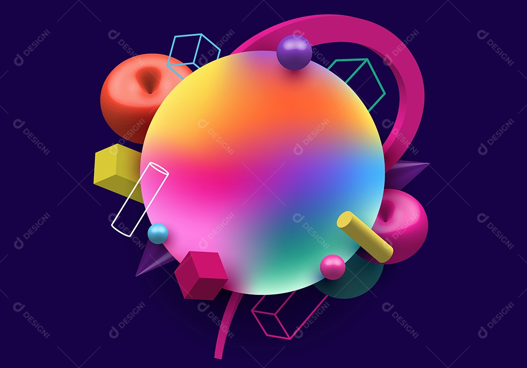 Fundo Realista 3D Com Formas Vetor EPS