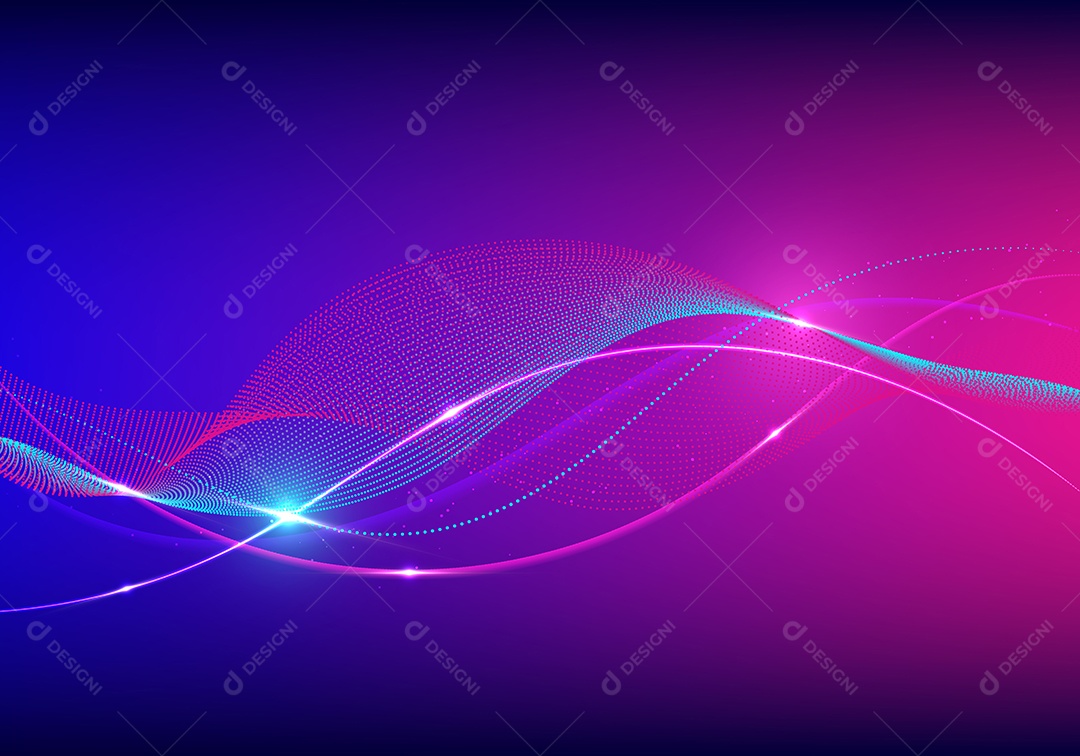 Linhas De Onda De Conceito Futurista De Tecnologia Abstrata e Pontos Vetor EPS