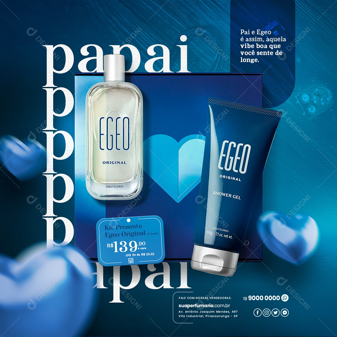 Papai e Egeo Kit Presente Egeio Original 139,90 Dia Dos Pais Perfumaria Social Media PSD Editável