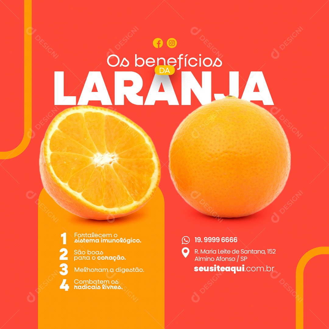 Os Benefícios Da Laranja Fortalecem O Sistema Imunológico Nutricionista Social Media PSD Editável