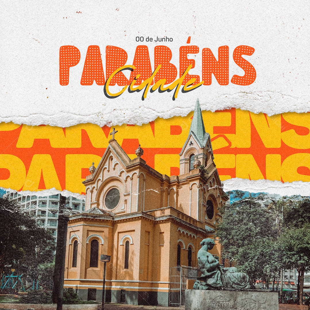 Parabéns Cidade Aniversário Social Media PSD Editável