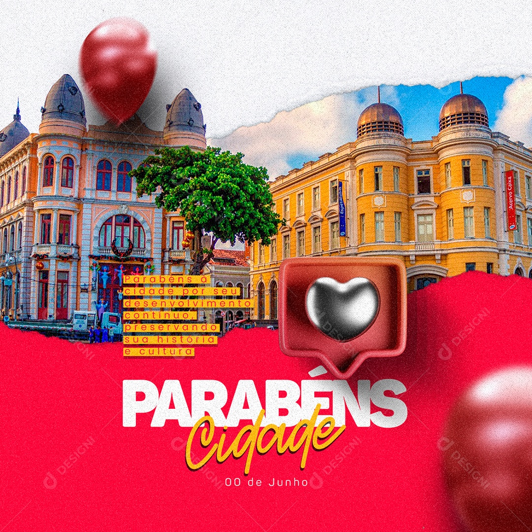 Social Media Parabéns Á Cidade Por Seu Desenvolvimento Aniversário PSD Editável