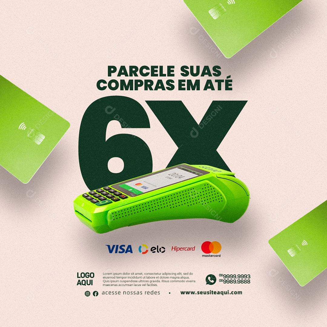 Parcele Suas Compras Em Até 6x Cartão De Crédito Social Media PSD Editável