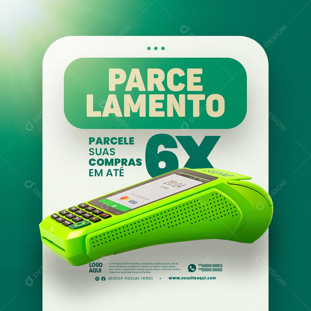 Parcelamento Parcele Suas Compras Em Até 6x Cartão De Crédito Social Media PSD Editável