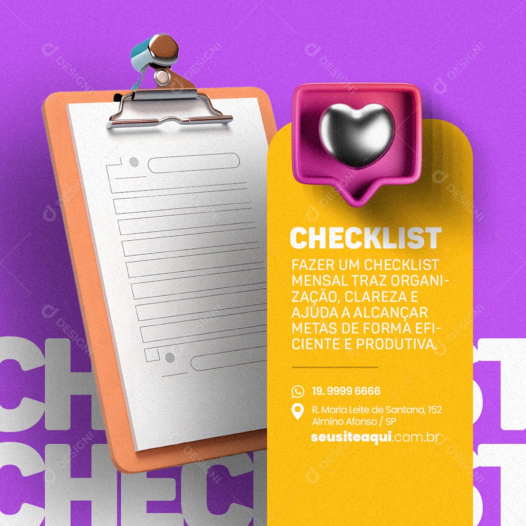 Social Media Checklist Lista De Tarefas PSD Editável