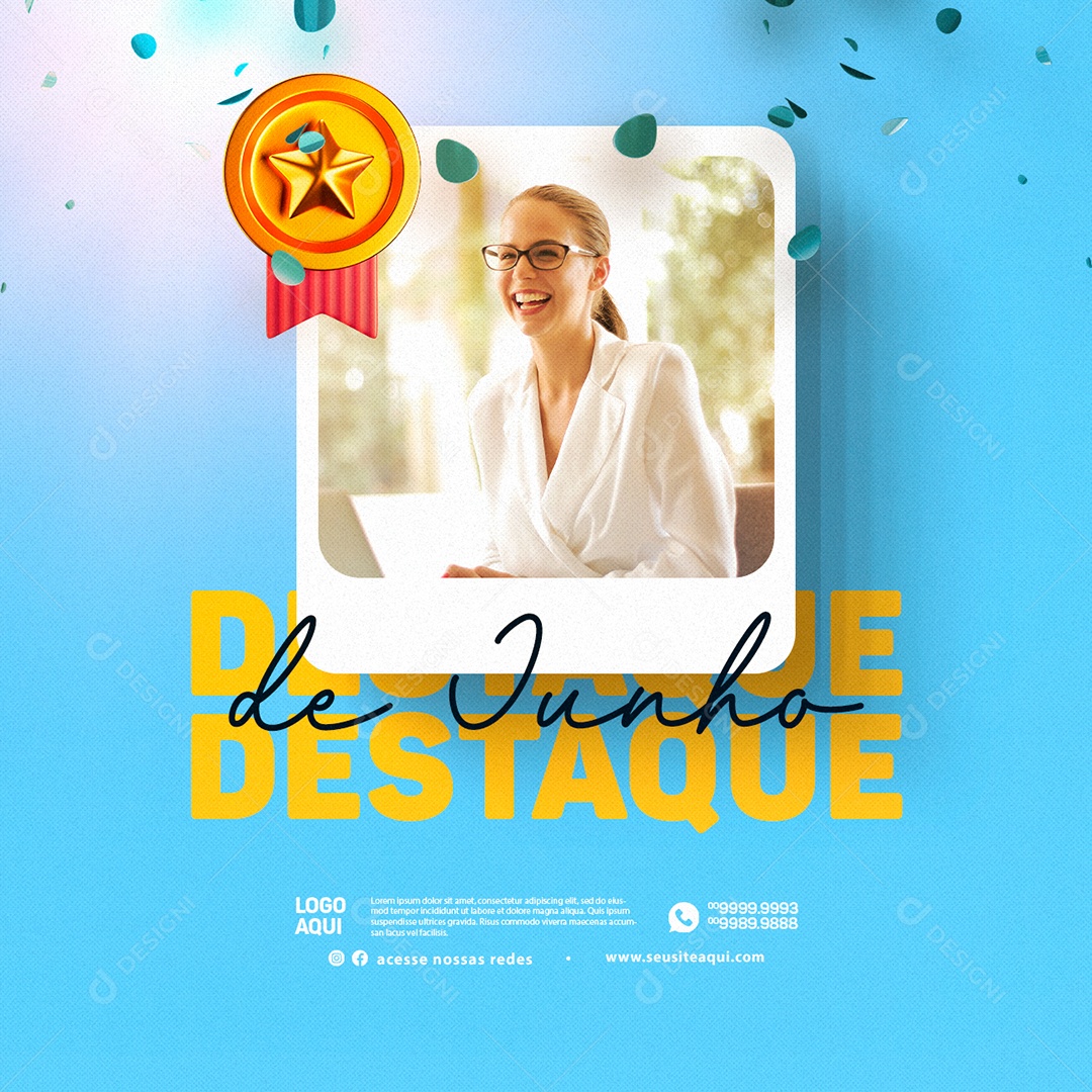 Destaque De Junho Funcionário Do Mês Social Media PSD Editável
