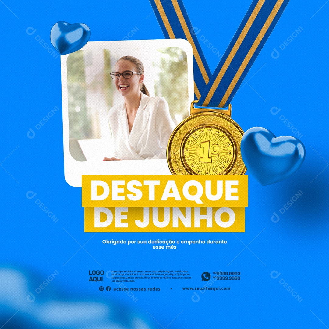 Obrigado Por Sua Dedicação E Empenho Durante Esse Mês Funcionário Do Mês Social Media PSD Editável