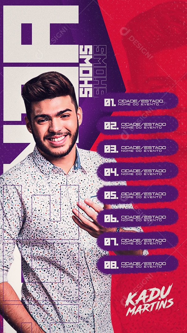 Flyer Story Agenda de Shows Social Media PSD Editável