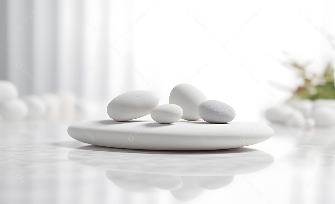 Decoração de SPA pedras brancas