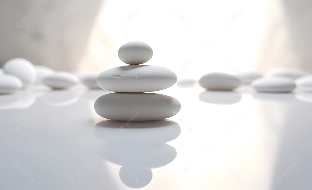 Decoração de SPA pedras brancas