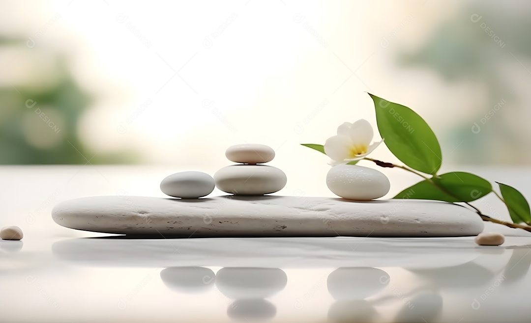 Decoração de SPA pedras brancas