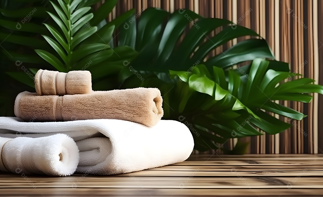 Toalhas dobradas em spa