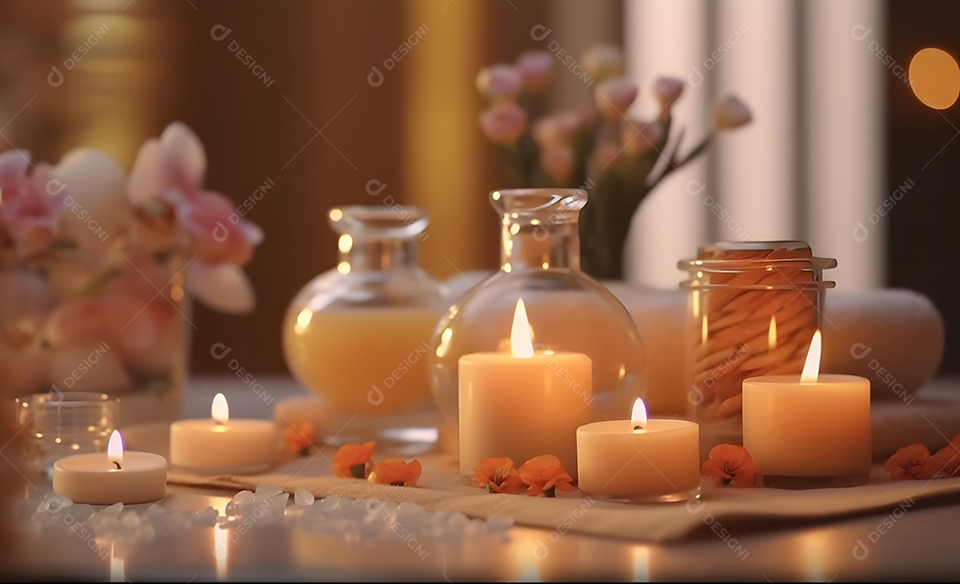 Velas aromáticas para aromaterapia em spa