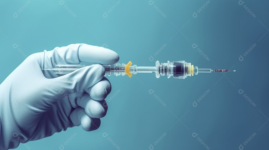 Médico segurando seringa de vacina