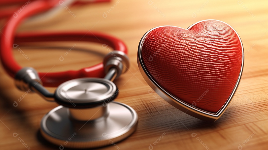 Coração humano e estetoscópio