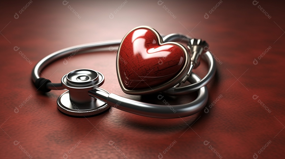 Coração humano e estetoscópio