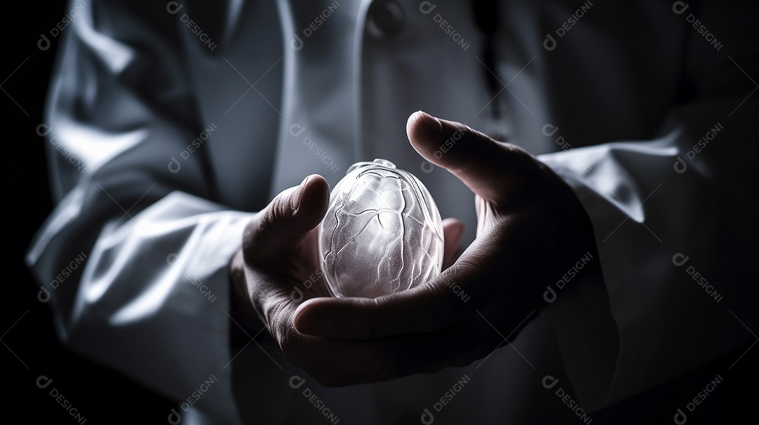 Médico segurando órgão humano virtual