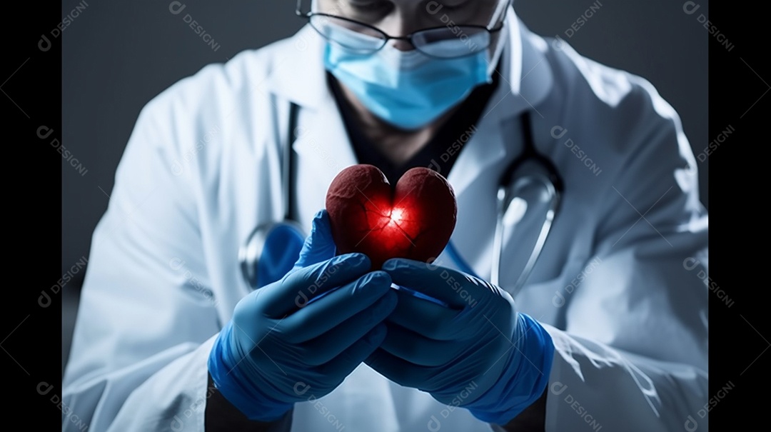 Médio segurando coração humano