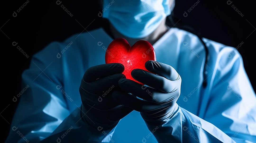 Médio segurando coração humano