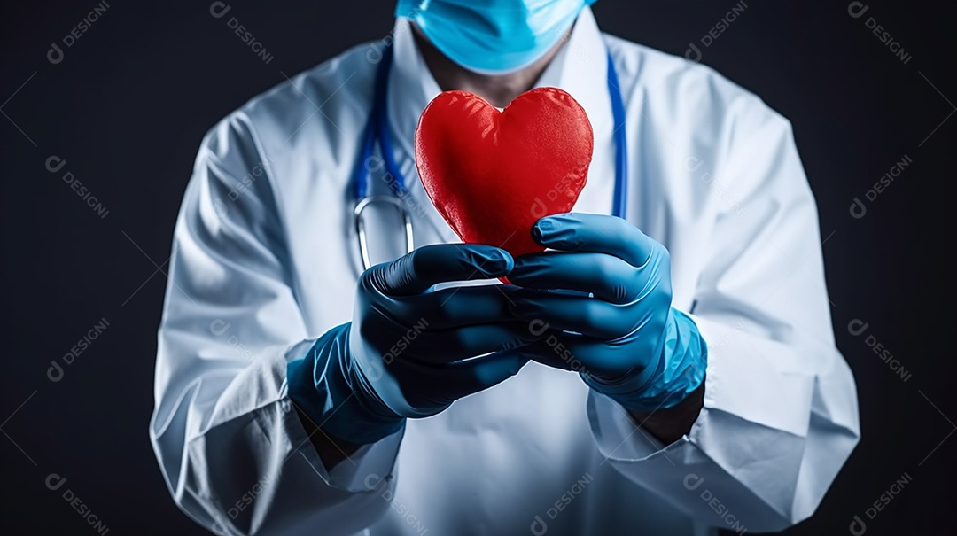 Médio segurando coração humano