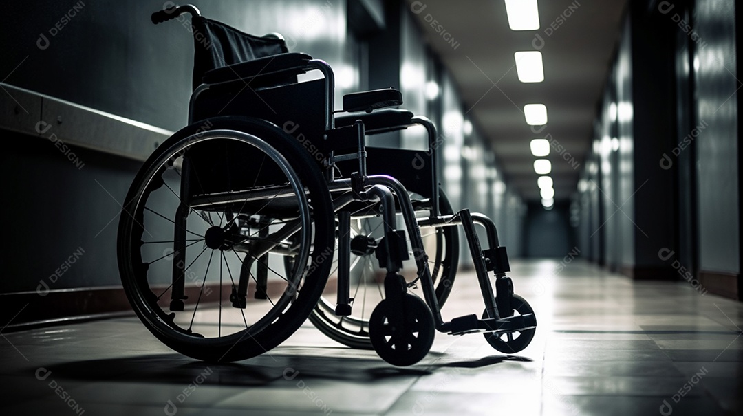 Cadeira de rodas em corredor do hospital