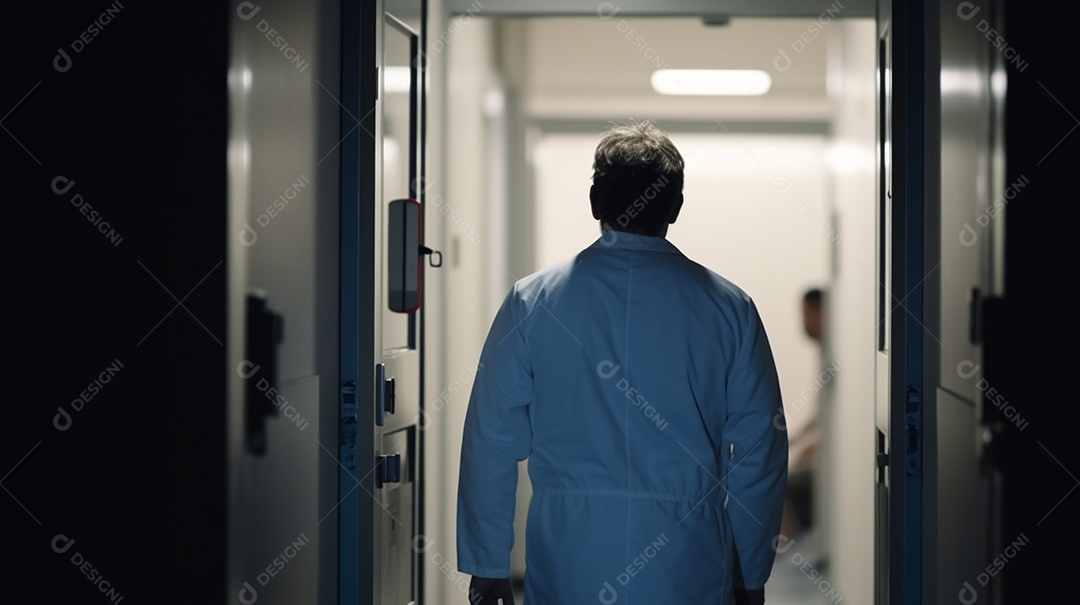 Médico de jaleco em hospital