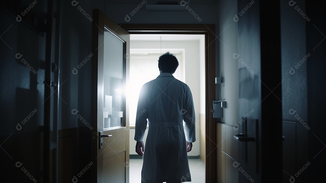 Médico de jaleco em hospital