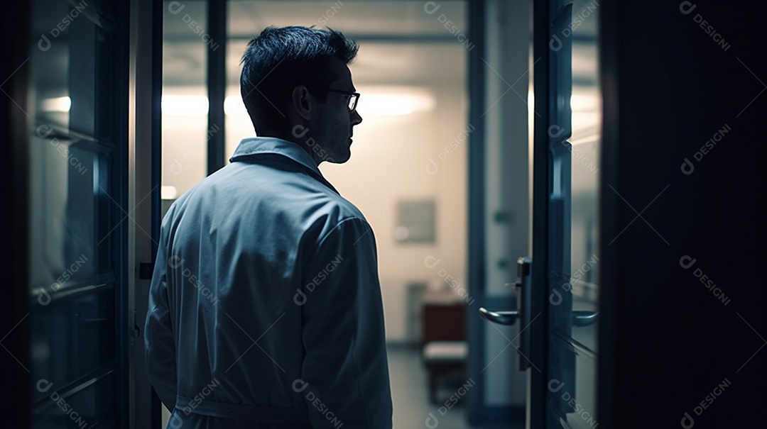 Médico de jaleco em hospital