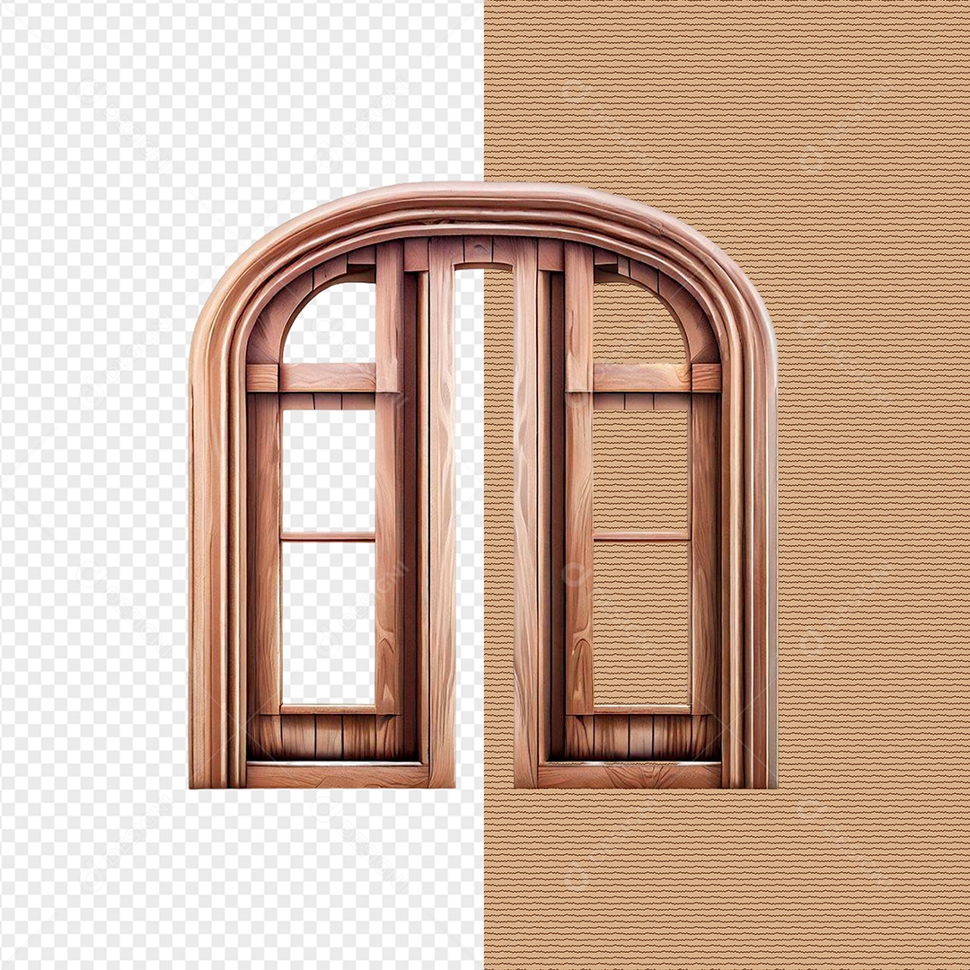 Elemento 3D Janela De Madeira Para Composição PSD