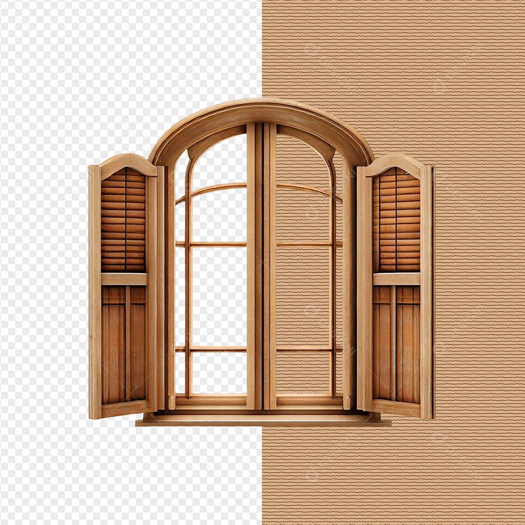 Modelos De Janela Madeira Elemento 3D Para Composição PSD