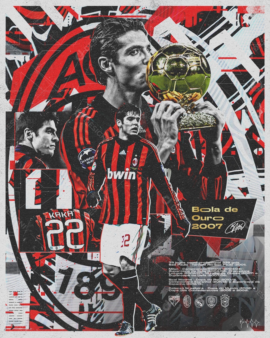 Flyer Bola de Ouro Kaká Social Media PSD Editável