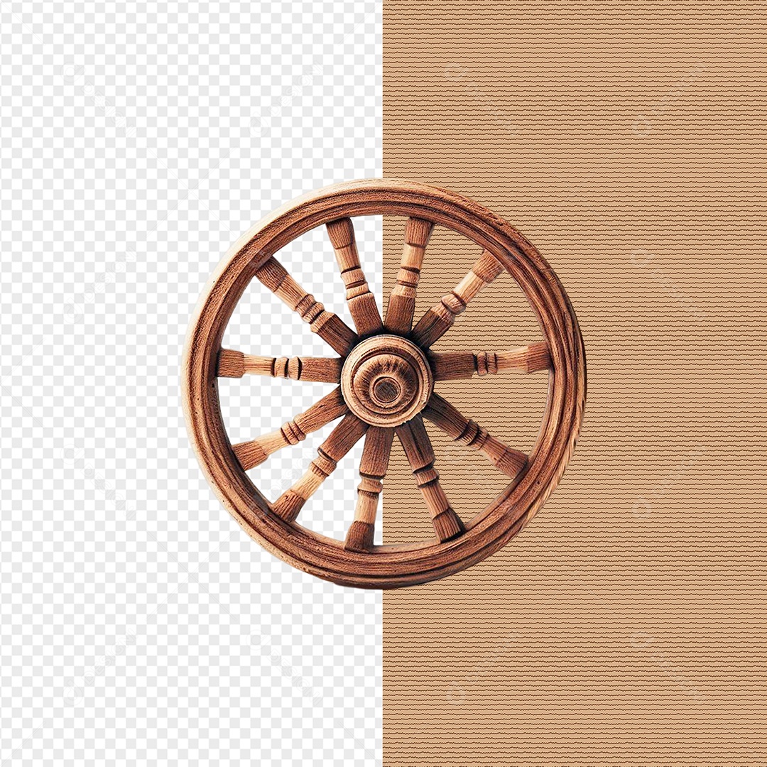 Elemento 3D Roda De Madeira Para Composição PSD