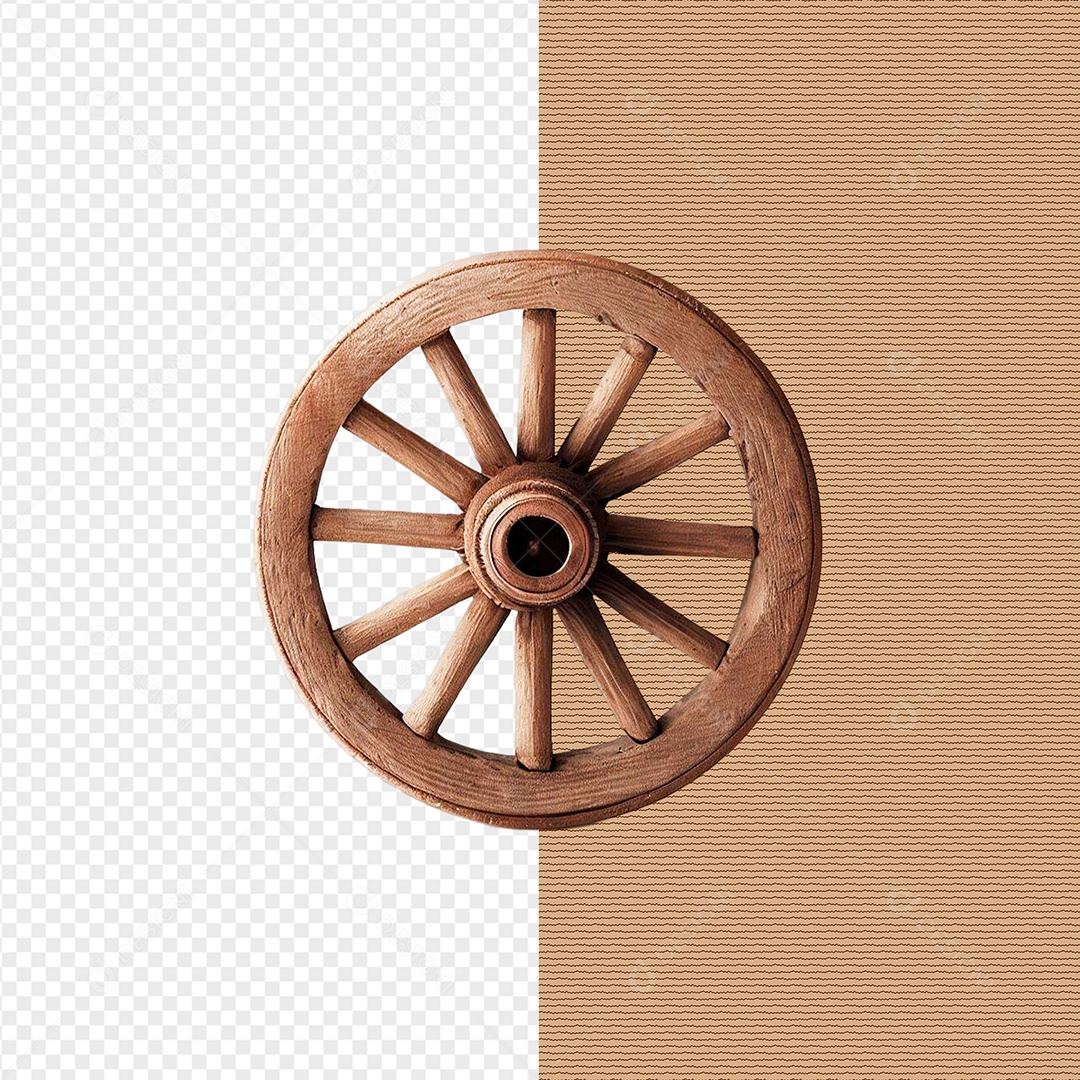 Roda De Madeira Carroça Elemento 3D Para Composição PSD