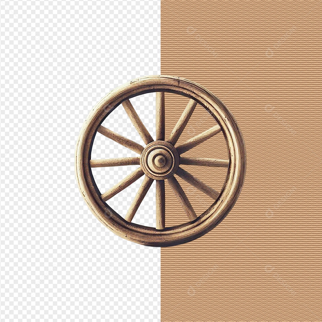 Madeira Roda De Carroça Elemento 3D Para Composição PSD