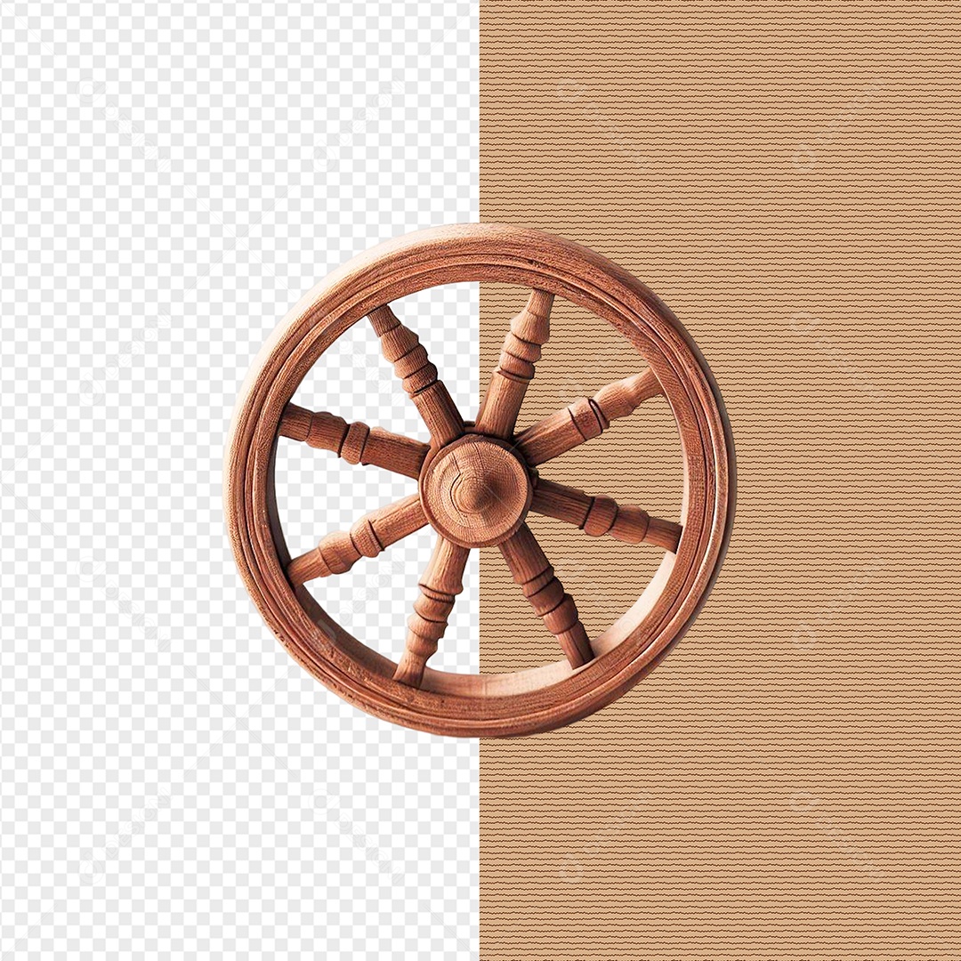 Elemento 3D Roda De Carroça Madeira Para Composição PSD
