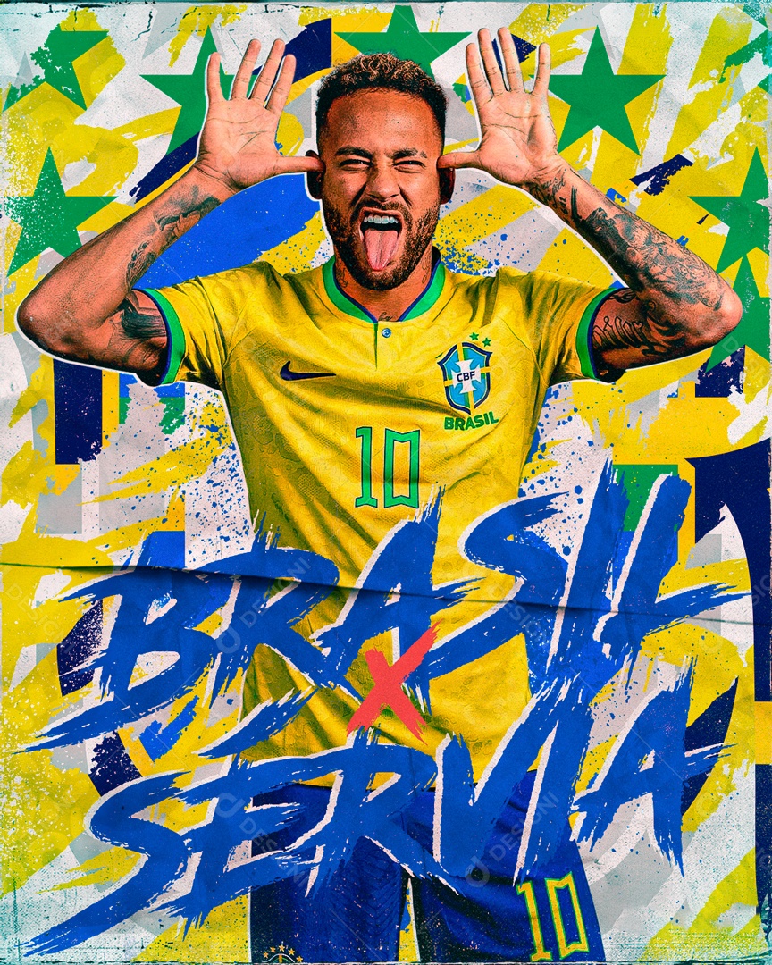 Flyer Brasil x Servia Social Media PSD Editável