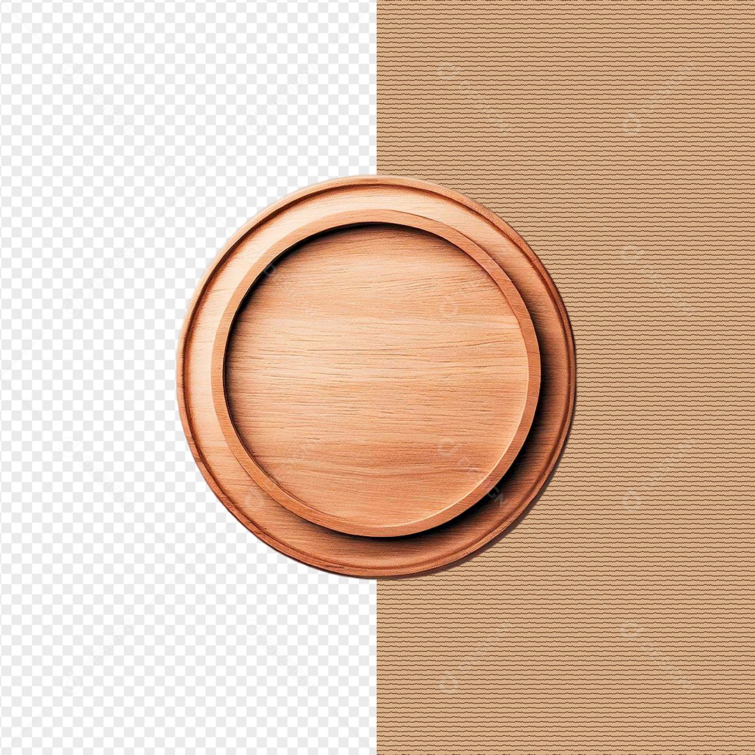 Moldura Circular De Madeira Elemento 3D Para Composição PSD